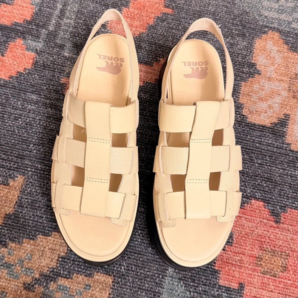 sorel dayspring slingback leather sandal in honey white black - Picture 4 of 5